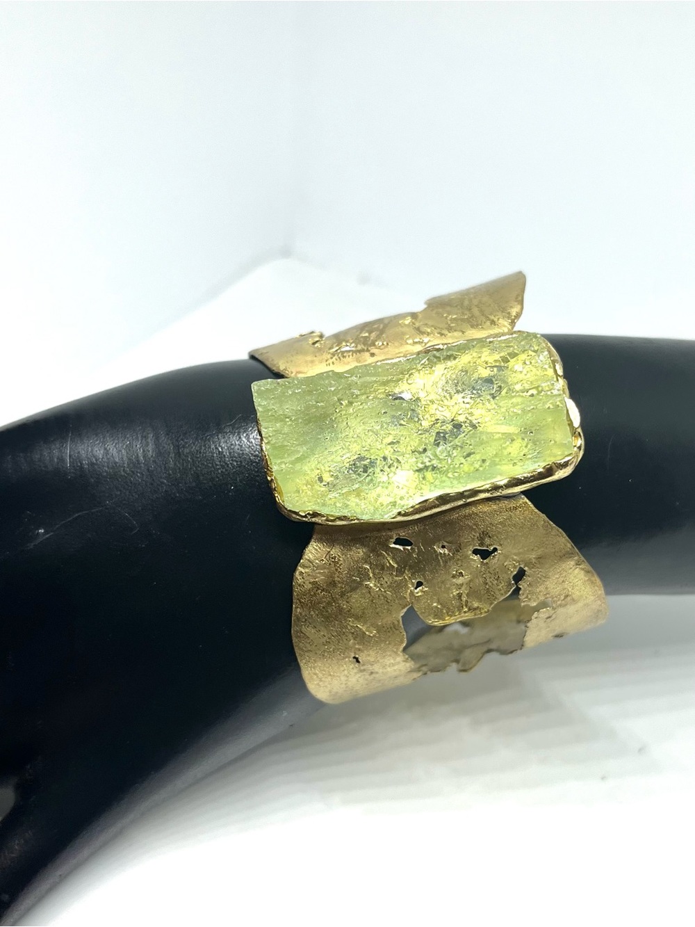 Green Raw Acrylic Stone Gold Cuff Bracelet